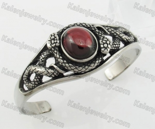 Stainless Steel Snake Red Zircon  Bangle KJB350131