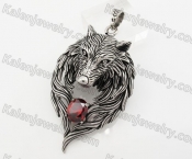 Big Stainless Steel Red Stone Wolf Pendant KJP170621