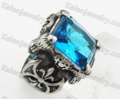 Stainless Steel Claw Blue Stone Ring KJR350326