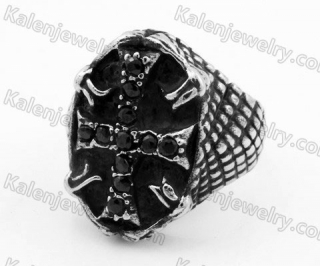 Stainless Steel Inlay Stones Cross Ring KJR350328