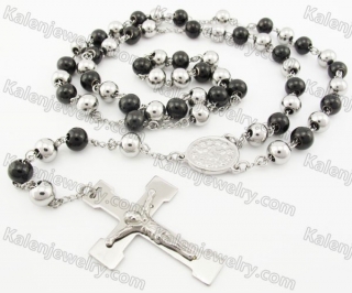 Steel Beads Chain with Cross Necklace KJN750029
