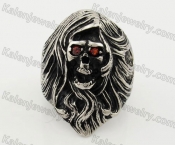 Stainless Steel Red Zircon Eyes Skull Ring KJR350351