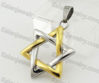 Half Gold Stainless Steel Hexagram Pendant KJP090460