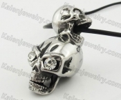 Stainless Steel Double Skull Pendant KJP090481