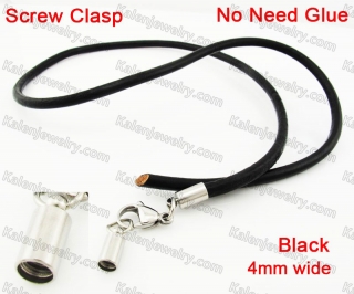 Steel Screw Clasp Leather Chain Necklace KJN790008