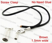 Steel Screw Clasp Leather Chain Necklace KJN790025