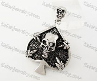 Stainless Steel Spades A Skull Pendant KJP560016