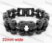 22mm wide Black Plating Steel Bicycle Chain Bracelet KJB360025