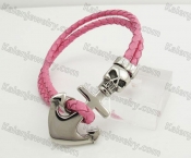 Stainless Steel Skull Clasp Leather Bracelet KJB490012