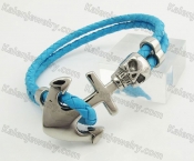 Stainless Steel Skull Clasp Leather Bracelet KJB490013