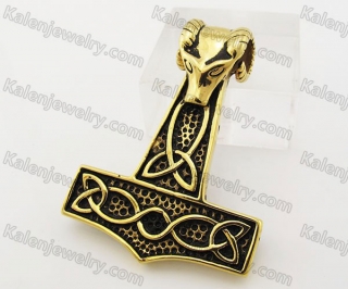 Gold Stainless Steel Thor Hammer Pendant KJR010178