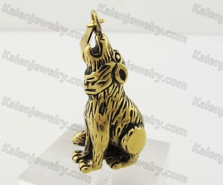 Gold Stainless Steel Wolf Pendant KJR010180