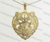 Steel Overlay Stones Tiger Pendant KJP570060