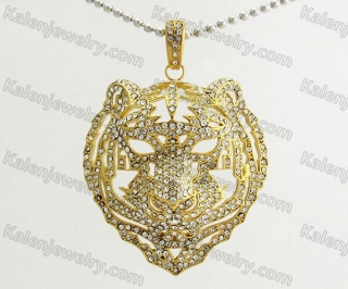 Steel Overlay Stones Tiger Pendant KJP570060