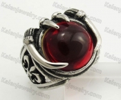 Stainless Steel Beast Teeth with Red Zircon Ring KJR350397