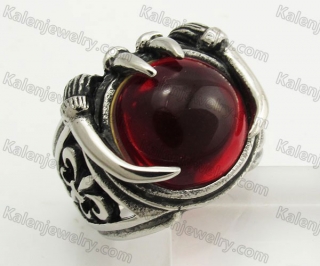 Stainless Steel Beast Teeth with Red Zircon Ring KJR350397