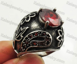 Stainless Steel Red Zircon Ring KJR350404