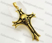 Gold Stainless Steel Skull Cross Pendant KJP051432