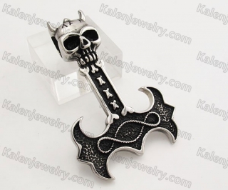 Stainless Steel Skull Thors Hammer  Pendant KJP350252