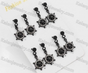 (price for 4 pairs) Black Steel Anchor Ear Stud KJE860029