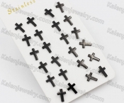 (price for 12 pairs) Steel Black Cross Ear Stud KJE860043