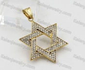 Overlay Stones Gold Steel Hexagram Pendant KJP260008