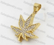 Overlay Stones Steel Marijuana Leaves Pendant KJP260061