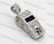 Overlay Stones Steel Skull Whistle Pendant KJP1050024