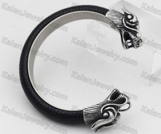 Steel Dragen Bangle with leather KJB56-0354