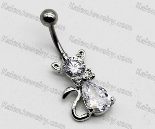 Steel Cat Belly Button Ring KJBB86-0021