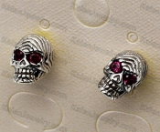 925 Silver Red Eyes Skull Ear Studs KJSE115-0026