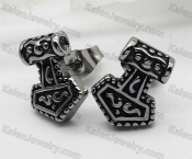 steel Thor Hammer stud earrings KJE69-0185