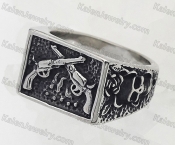 double gun rose skull ring KJR118-0062