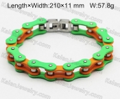 green and orange motorcycle chain bracelet KJB10-0373