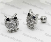 inlaid stones steel owl earrings KJE860172