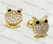 inlaid stones steel owl earrings KJE860173