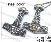 steel color Thor Hammer pendant KJP128-0043