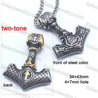 two-tone Thor Hammer pendant KJP128-0075