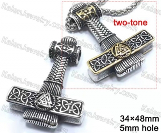 two-tone Thor Hammer pendant KJP128-0092