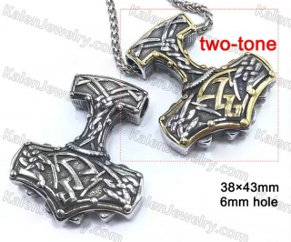 two-tone Thor Hammer pendant KJP128-0120