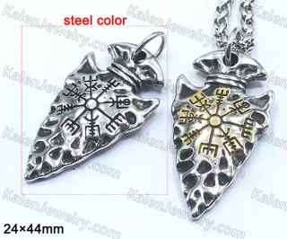 steel color nautical compass pattern arrow pendant KJP128-0137