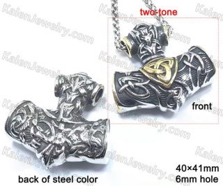 two-tone Thor Hammer pendant KJP128-0140