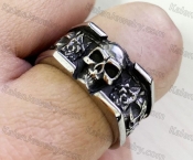 skull with rose square ring KJR118-0096