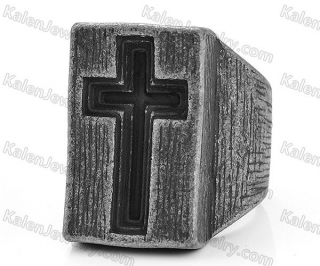 brushed finished antique plating cross ring KJRA00038