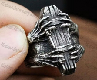 7# to 15# antique black plating Coffin Ring KJRA00004MR