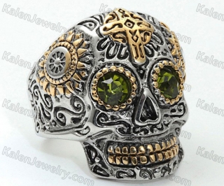 7# to 15# chartreuse eyes skull ring KJRA00044LS