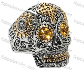 7# to 15# yellow eyes skull ring KJRA00050LS