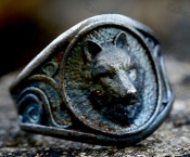 antique black plating 316 steel wolf ring KJR118-0179