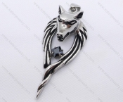 Stainless Steel Wolf Pendant With Transparent Black Zircon