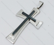Stainless Steel Black Cross Pendant - KJP050594